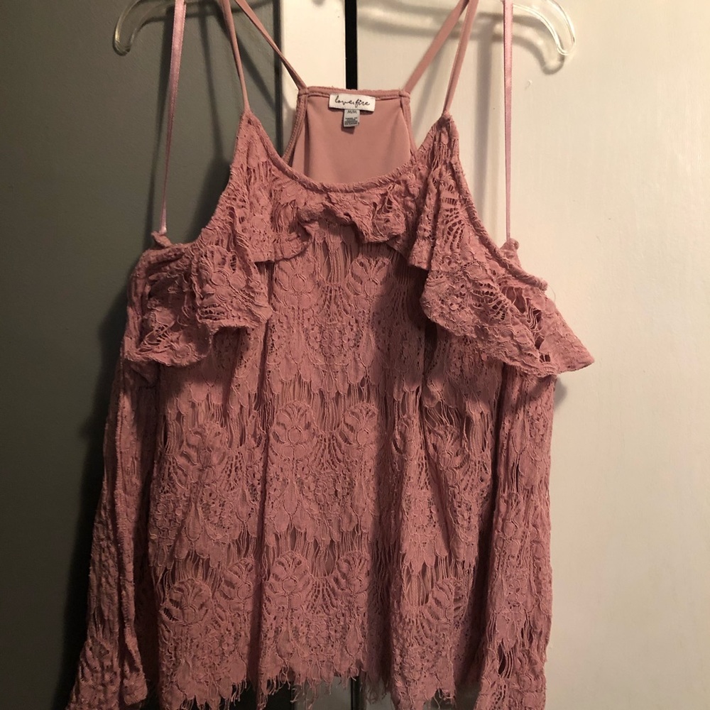 Cold Shoulder Pink Lace Top